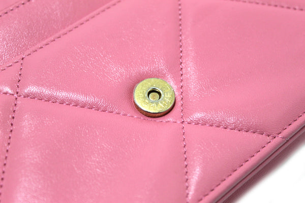 Chanel 19 鏈條皮夾 WOC 粉紅小羊皮皮革
