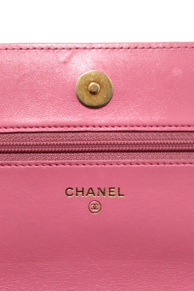 Chanel 19 鏈條皮夾 WOC 粉紅小羊皮皮革