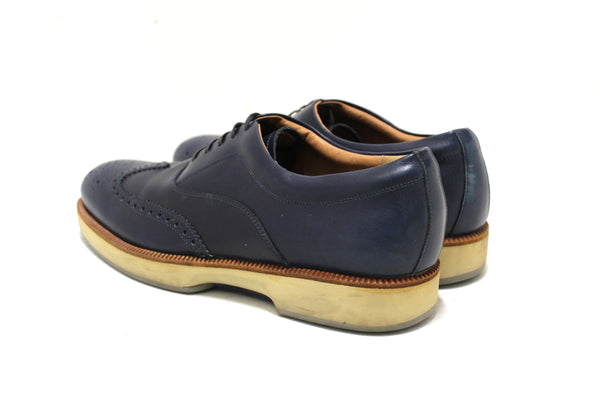 Salvatore Ferrgamo Men's Blue Calf Leather Wingtip Brogue Shoes size 8.5