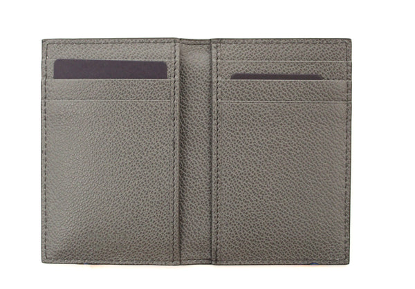 New Prada Black Calfskin Micro-Grained Leather Bifold Card Holder