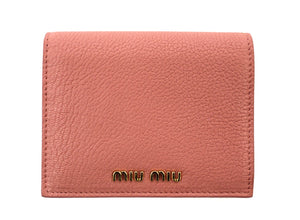 New Miu Miu Pink Leather Bi-Fold Wallet