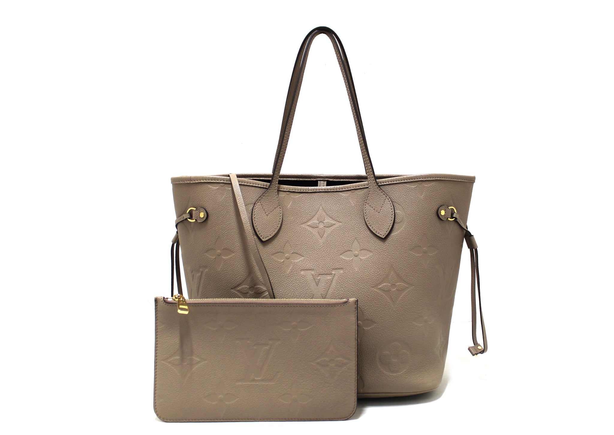 Louis Vuitton Turtledove Monogram Empreinte Leather Neverfull MM Shoulder Tote