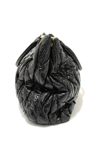 Miu Miu Black Matelasse Distressed Leather Large Tote