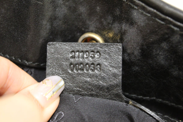 Gucci Black Leather Irina Babouska Heart Shoulder Tote