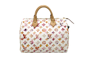 Louis Vuitton Limited Edition White Watercolor Aquarelle Speedy 30 Handbag