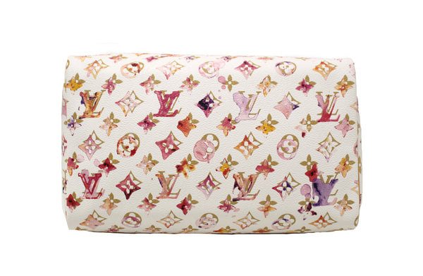 Louis Vuitton Limited Edition White Watercolor Aquarelle Speedy 30 Handbag
