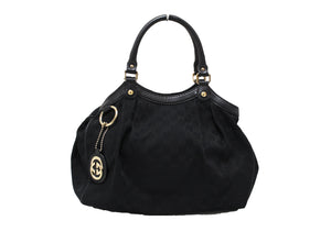 Gucci Black GG Canvas Medium Sukey Tote Bag