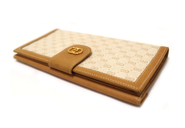 Gucci Vintage Beige Microguccissima Long Wallet