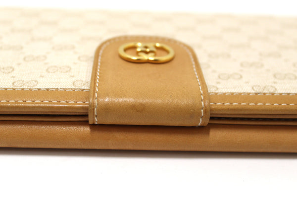 Gucci Vintage Beige Microguccissima Long Wallet