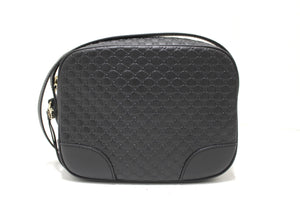 New Black Gucci GG MicroGuccissima Leather Bree Crossbody Bag