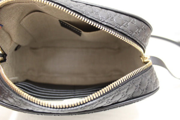 New Black Gucci GG MicroGuccissima Leather Bree Crossbody Bag