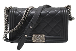 Chanel Black Quilted Calfskin Old Medium Boy Shoulder Bag