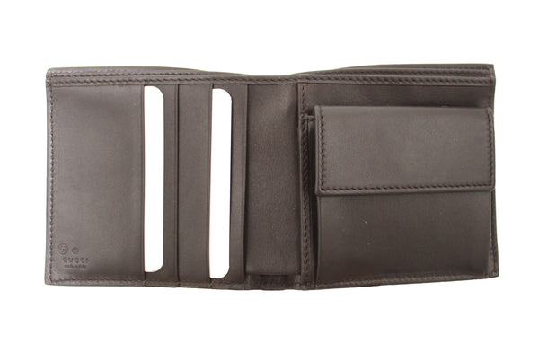 New Gucci Dark Brown Microguccissima Leather Square Bi-fold Men's Wallet 150413