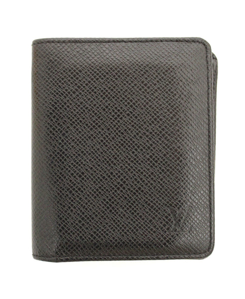Louis Vuitton Black Bifold Taiga Leather Compact Wallet