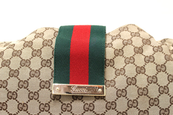 Gucci 棕色 GG 帆布中型 Web Hobo 肩背包