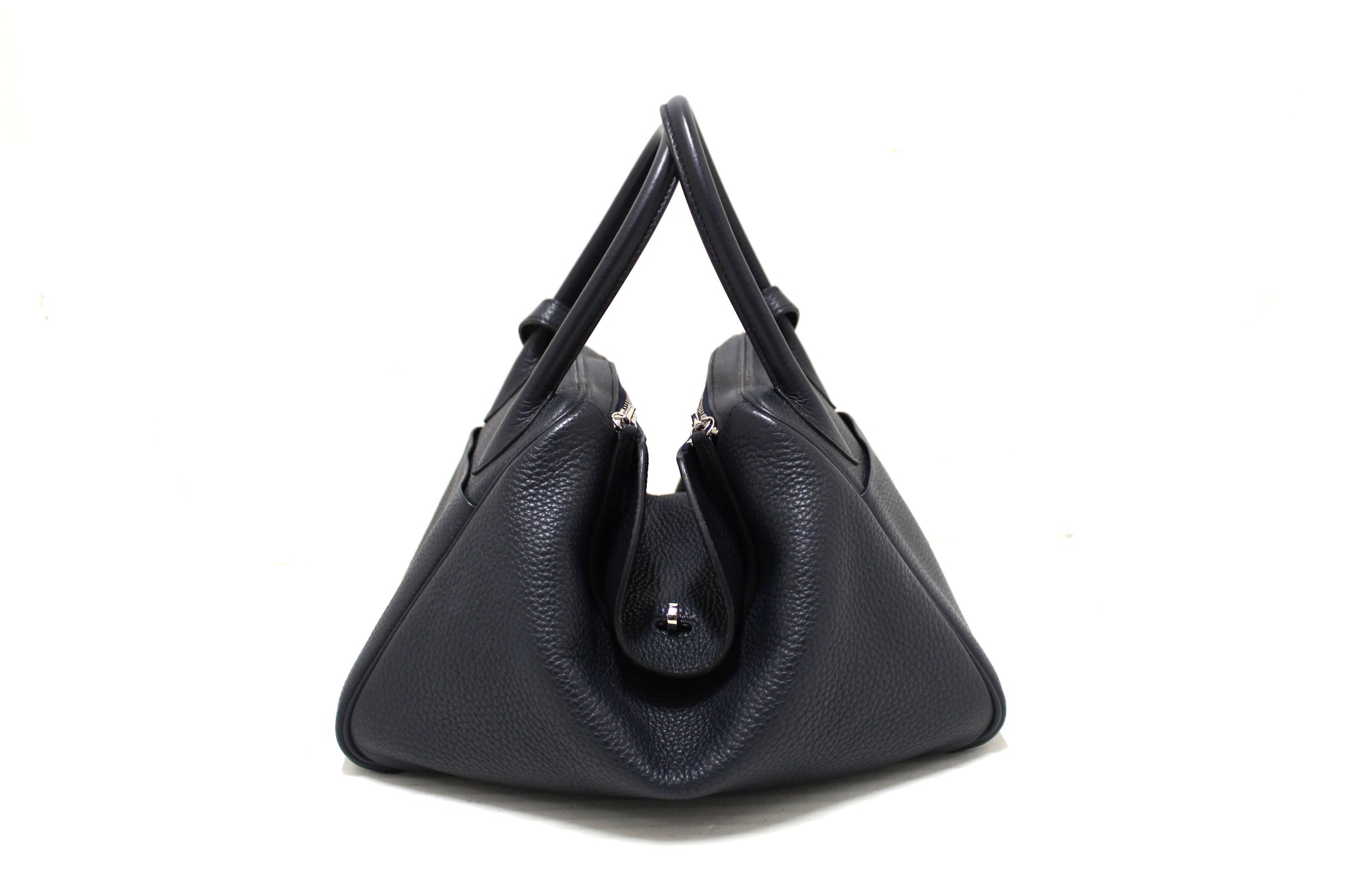 Hermes Bleu Indigo Togo Leather Lindy 30 Handbag/Shoulder Bag