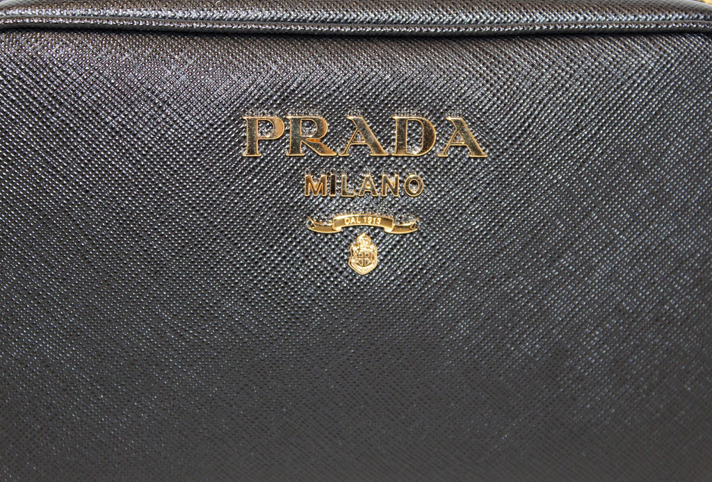 NEW Prada Black Saffiano Leather Bandoliera Camera Messenger Bag