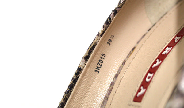 NEW Prada Beige Python Leather Wedge Size 39.5