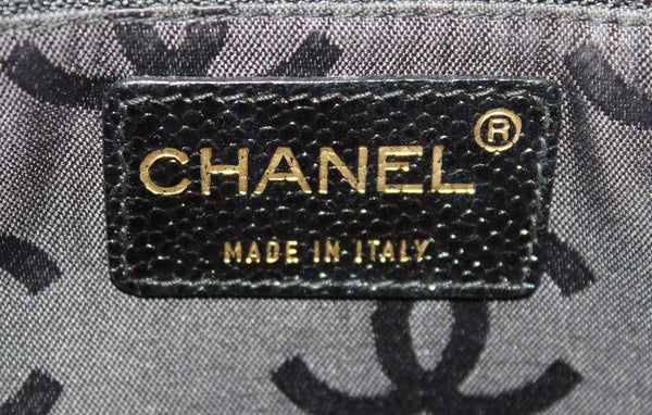Chanel Black Square Stitch Caviar Leather Shoulder Tote Bag