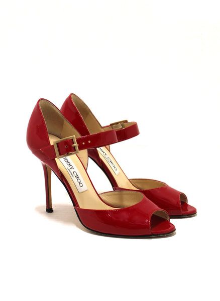 Jimmy Choo Red Patent Heel Sandal Size 36