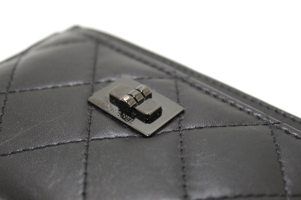 Chanel Black Calfskin Quilted Reissue Card Holder