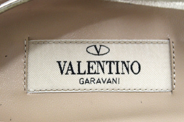 新的Valentino Rockstud金屬Nappa皮革扁平涼鞋40.5