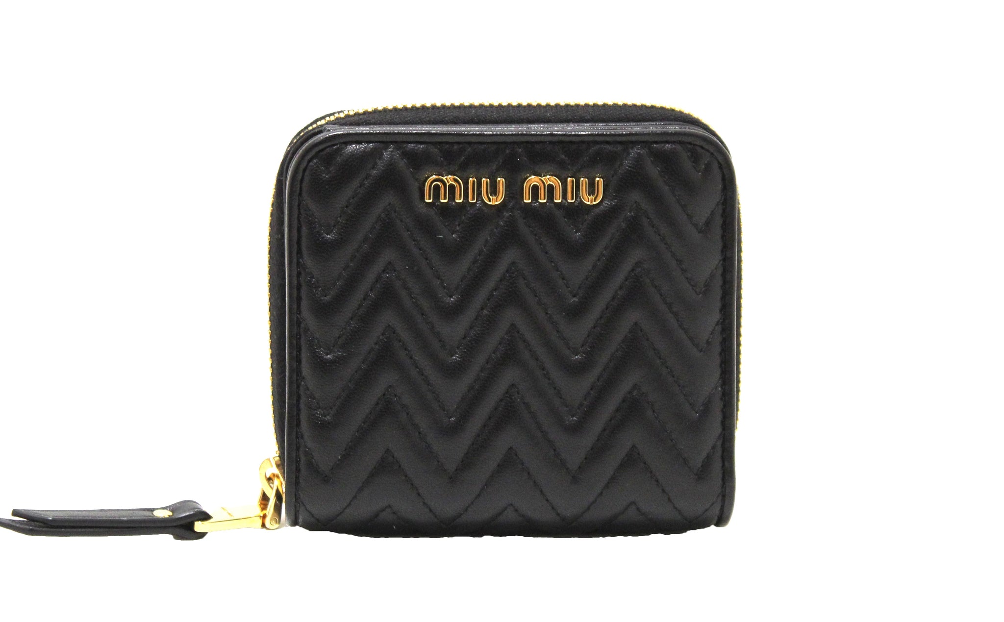 Miu Miu Black Nappa Lampo Leather Small Bi-Fold Wallet