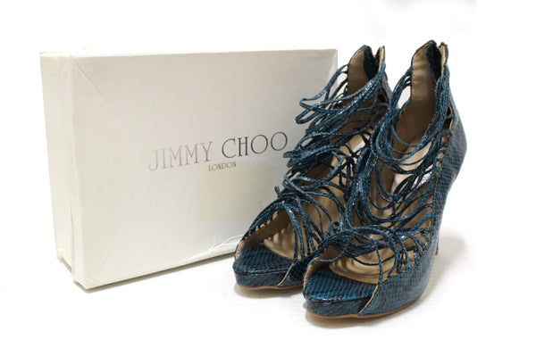 Jimmy Choo Green Snakeskin Embossed Strap Pump Heel size 41