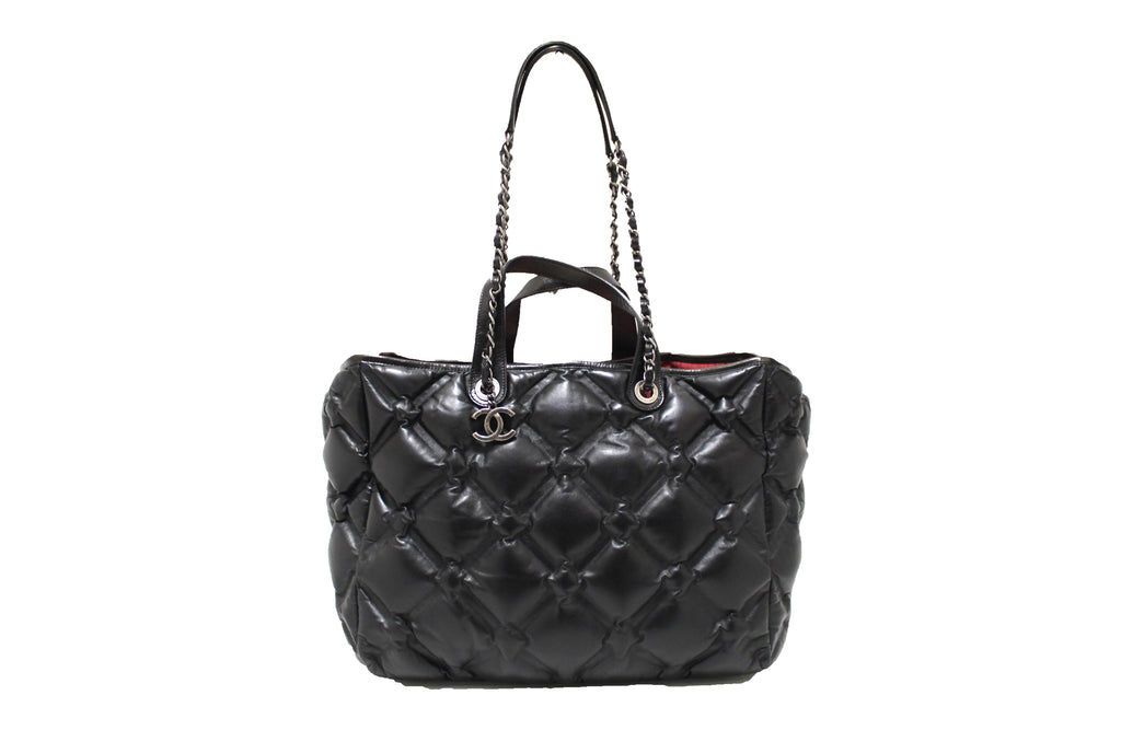 Chanel Chesterfield Large Quilted Lambskin Handbag Blue