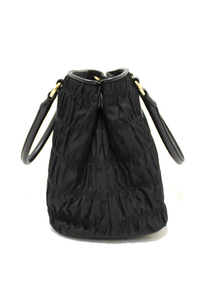 NEW  Prada Black Nylon Gaufre Small Tote Crossbody Bag