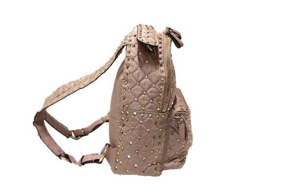 Valentino Pale Pink Nylon Rockstud Spike Backpack
