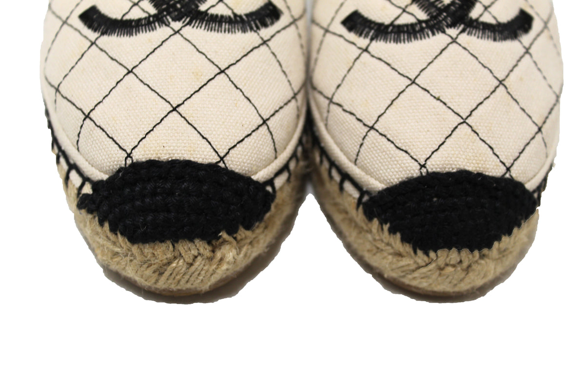 Chanel Beige/Black Canvas Stitched Espadrilles Shoes Size 35 – Italy Station