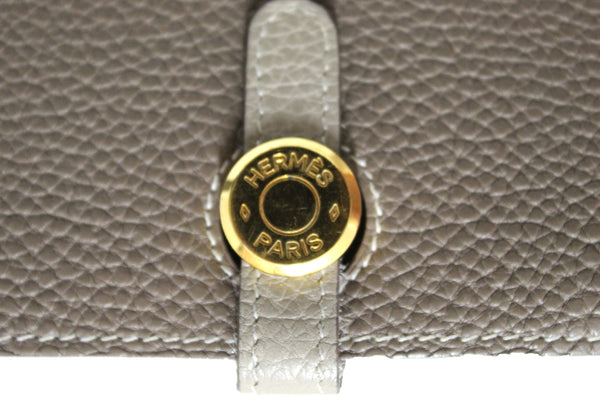 Hermes Grey Etoupe/Gris Tourterelle Bi-Color Togo Leather Dogon Wallet