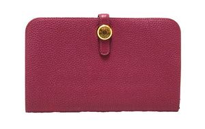 Hermes Pink Rose Pourpre Togo Leather Dogon Duo Wallet