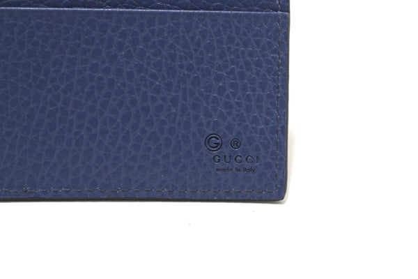 新款Gucci男士黑色和藍色Marmont皮革GG雙折錢包