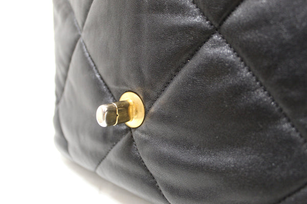 Chanel 19 Medium Black Quilted Lambskin Leather Shoulder Crossbody Bag