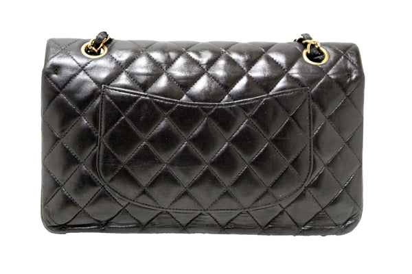 Chanel Quilted Black Lambskin Leather Classic Medium Flap Bag