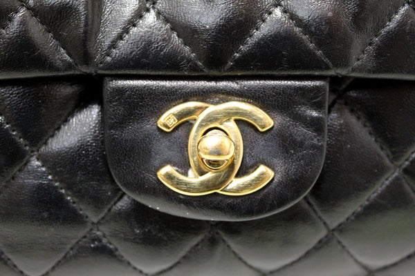 Chanel Quilted Black Lambskin Leather Classic Medium Flap Bag