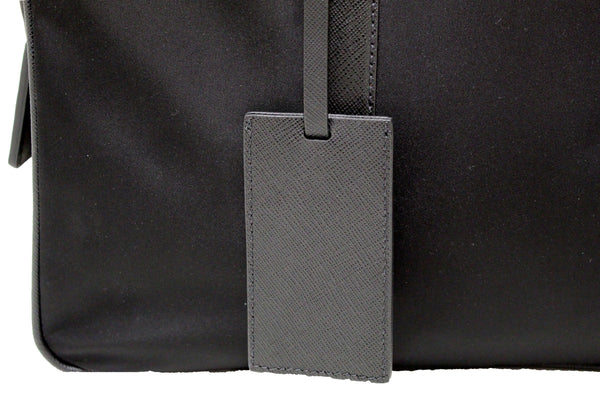 Prada Black Re-Nylon and Black Saffiano Leather Briefcase Bag