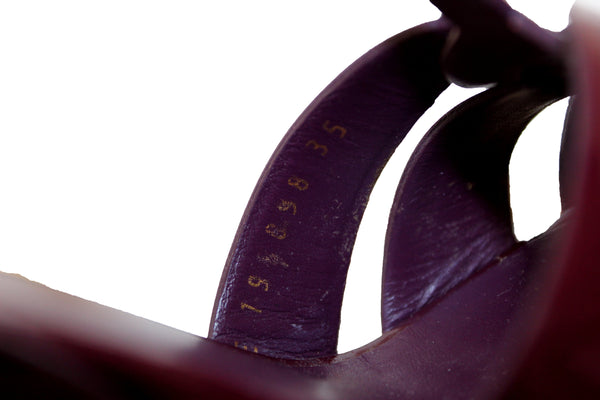 YSL Saint Laurent Burgundy Patent Leater Treative Platform平台涼鞋尺寸35