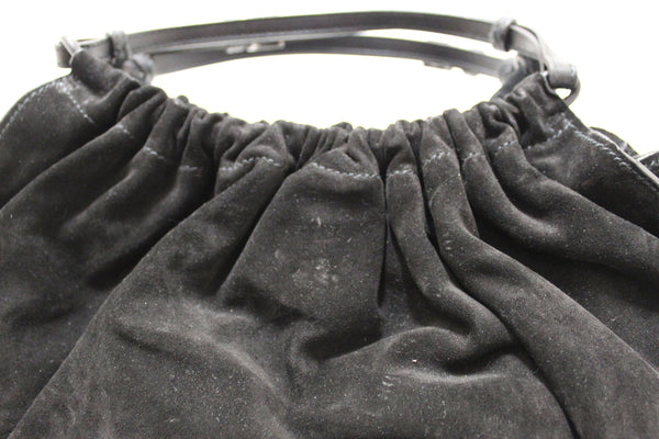 Gucci Black Suede Leather Hobo Shoulder Bag
