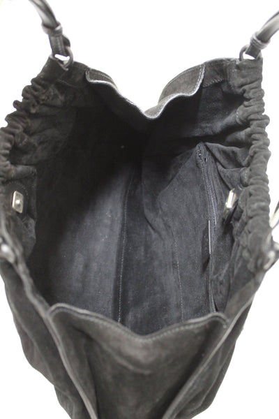 Gucci Black Suede Leather Hobo Shoulder Bag