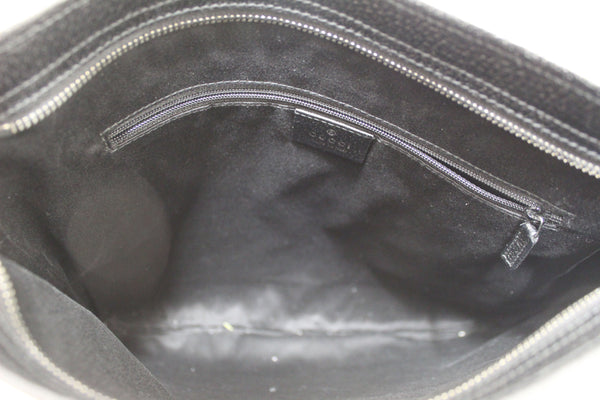 Gucci Black GG Fabric with Black Leather Trim Messenger Bag