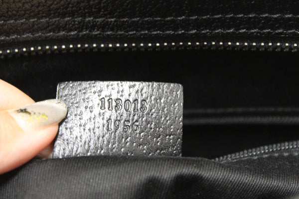 Gucci 黑色 GG 布料搭配黑色皮革飾邊郵差包