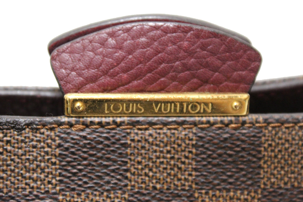 Authentic Louis Vuitton Damier Ebene Canvas with Burgandy Leather