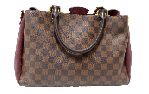 Louis Vuitton Damier Ebene Canvas with Burgandy Leather Brittany Bag