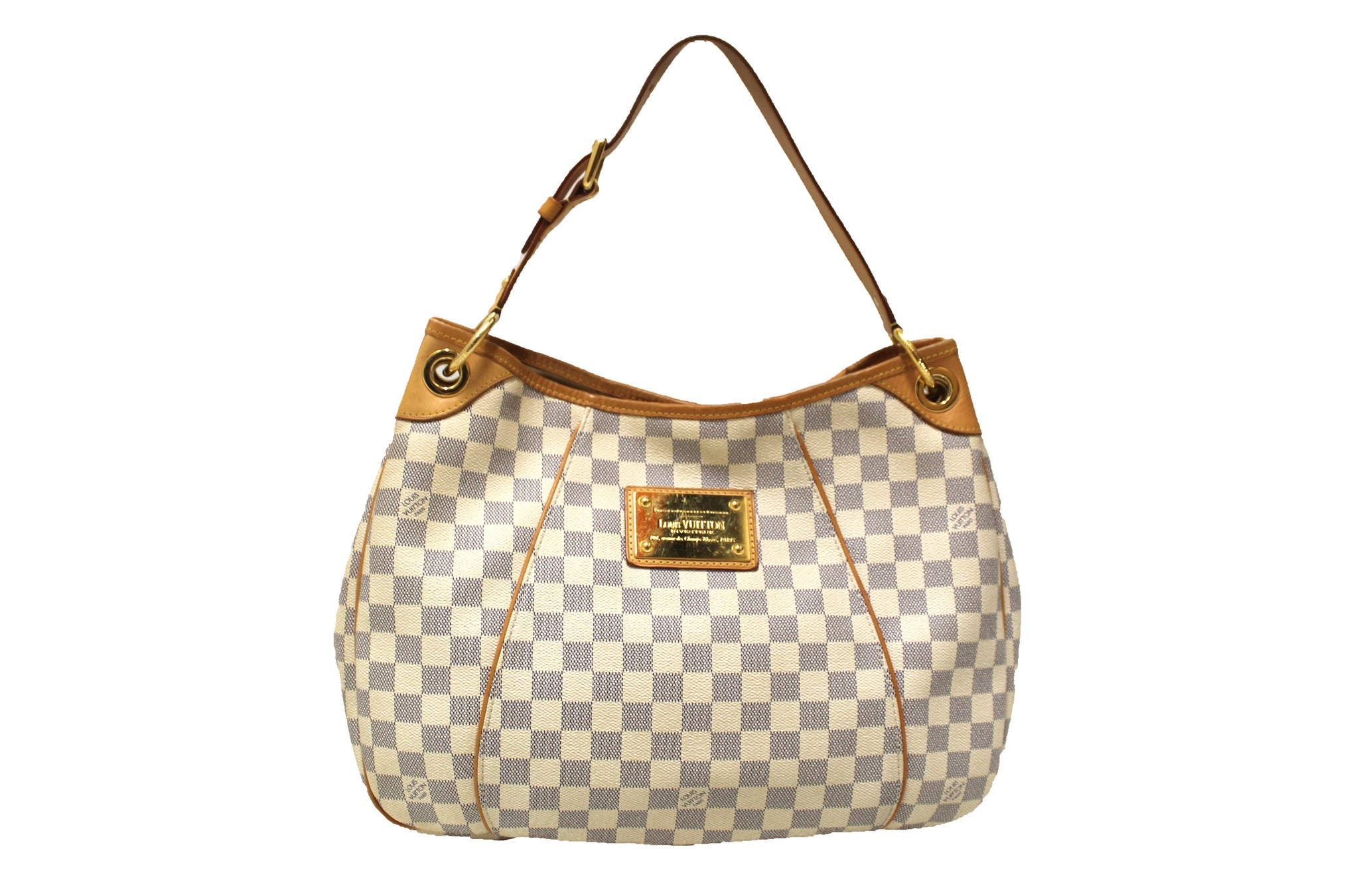 Louis Vuitton Galliera PM Damier Azur Shoulder Bag Tote Purse Medium  Leather Bag