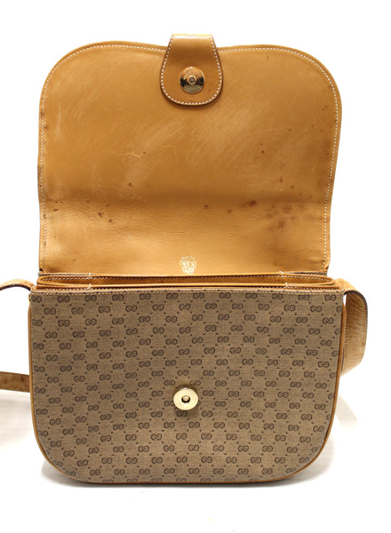 Gucci Vintage Brown GG Guccissima Canvas Crossbody Messenger Bag