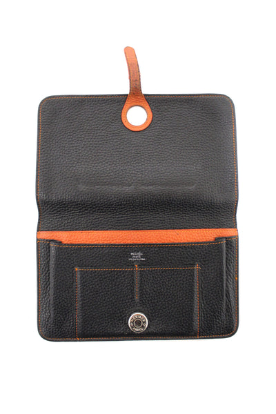 Hermes Black/Brown Bi-Color Togo Leather Dogon Wallet