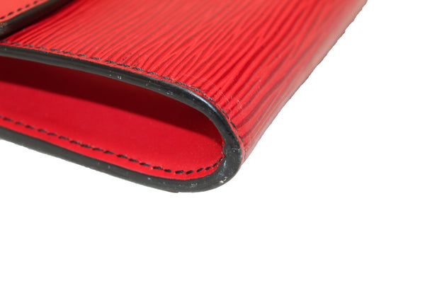 Louis Vuitton Red Epi Leather Pochette Business Flap Envelope Clutch Envelope